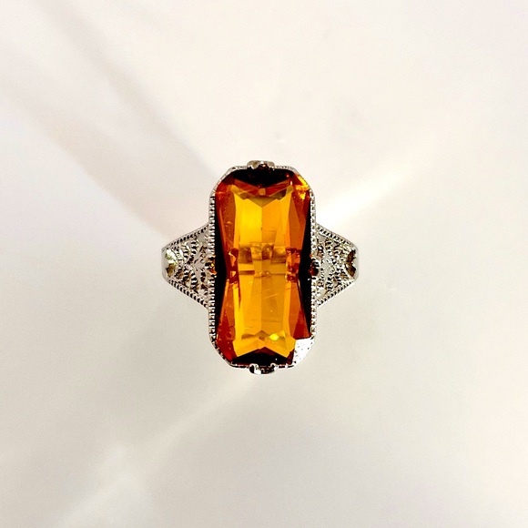 925 Sterling Silver Citrine Statement Ring - Picture 2 of 6
